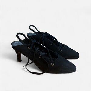 Donna Karan Black Lace-Up Heels